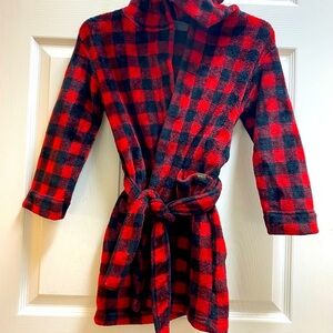 Eddie Bauer plaid red and black kids robe size 5/6